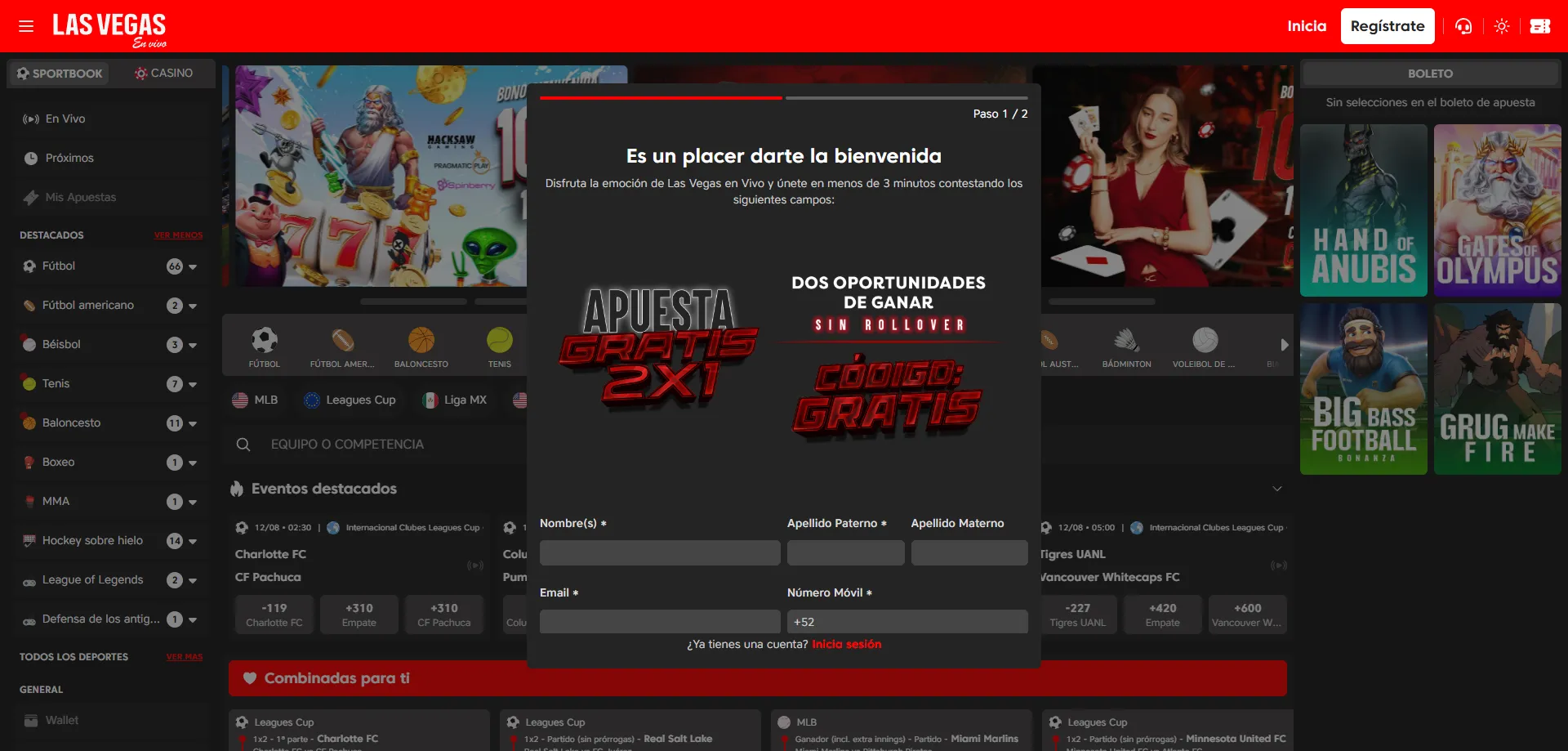 Registro rápido y seguro en Las Vegas en Vivo Casino México