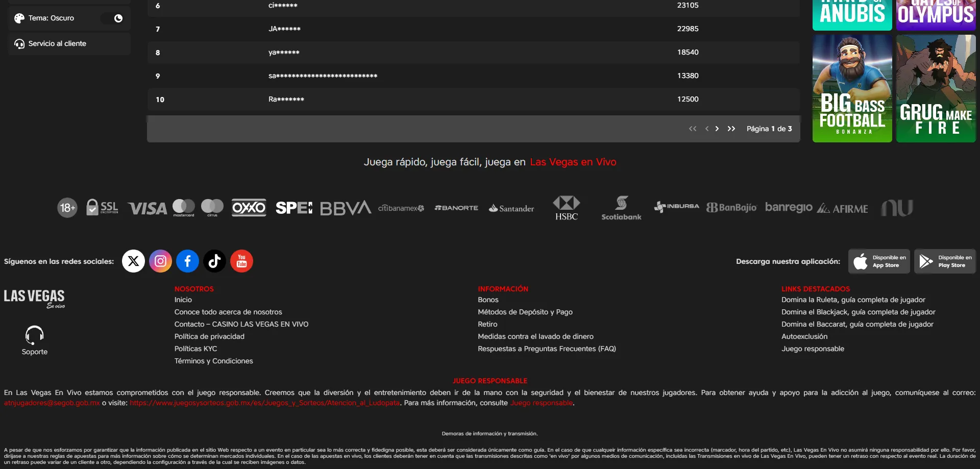 Métodos de pago en Las Vegas en Vivo Casino — SPEI, OXXO Pay y tarjetas
