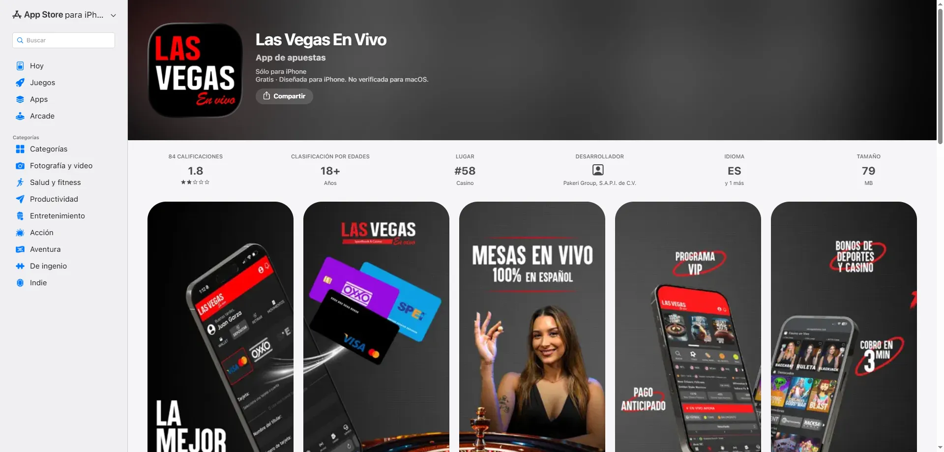 Aplicación móvil de Las Vegas en Vivo Casino para Android e iOS