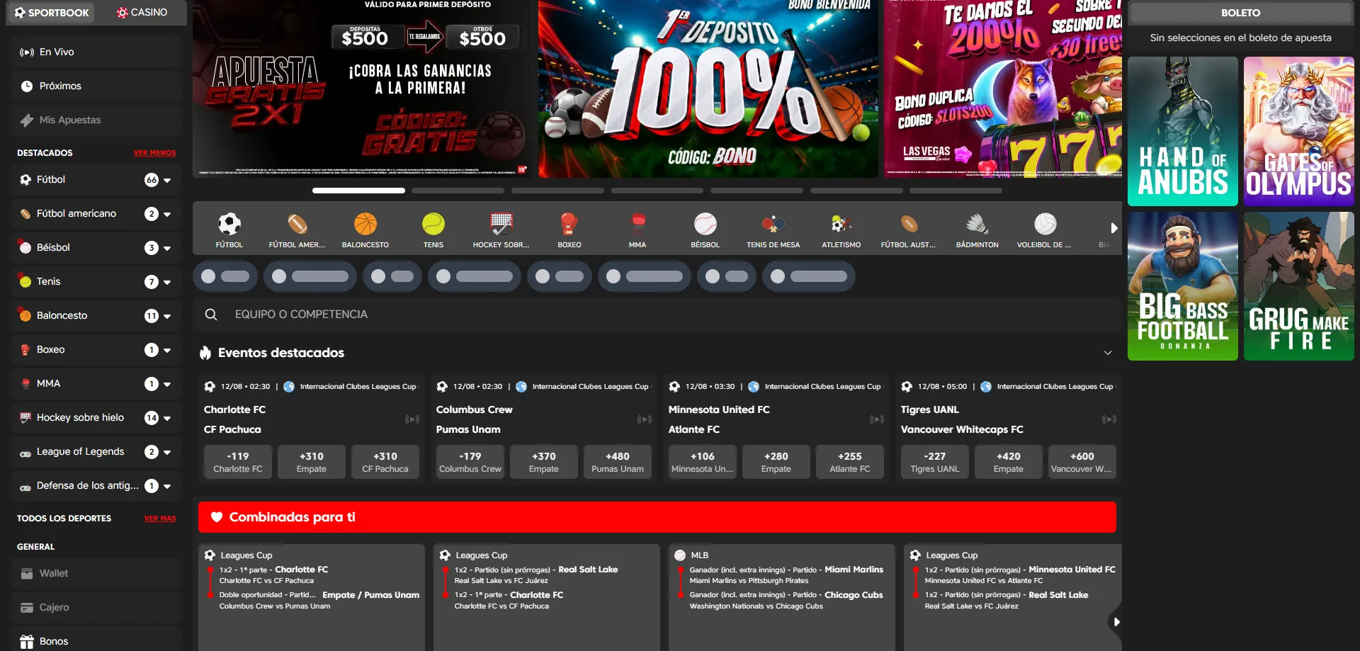 Apuestas deportivas en vivo en Las Vegas en Vivo Casino — Liga MX y más