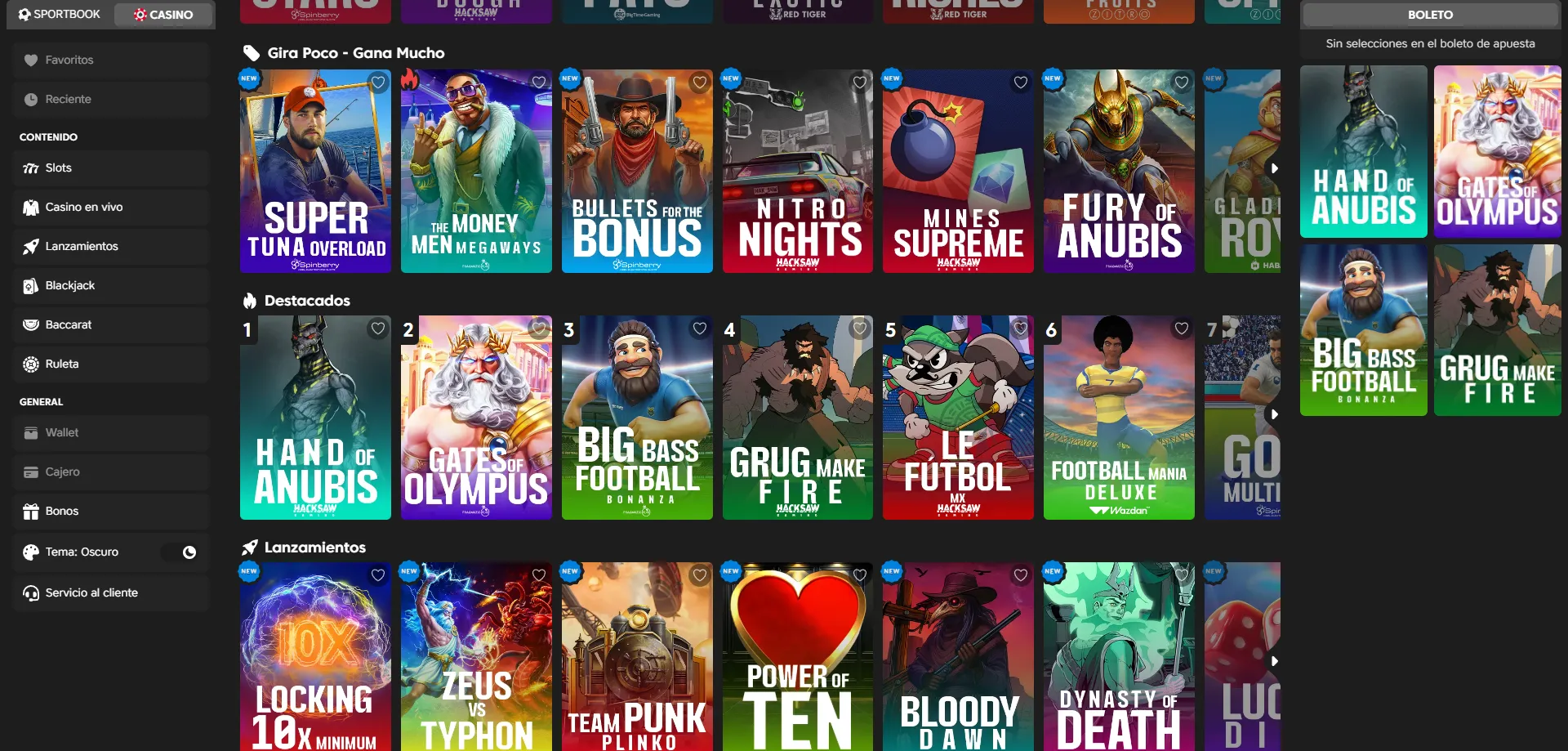 Juegos de casino y tragamonedas en Las Vegas en Vivo Casino México